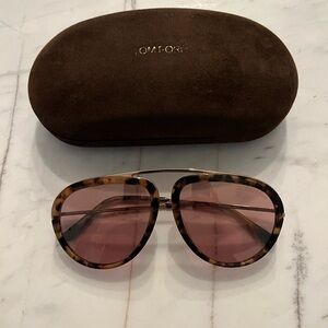 Tom Ford Brown Pink Sunglasses Aviator Style